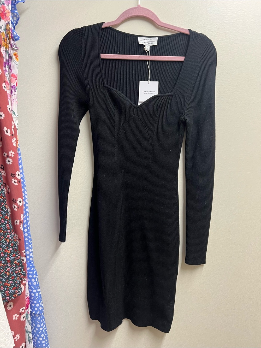 & Other Stories Black Ribbed Long-Sleeve Sweater Dress